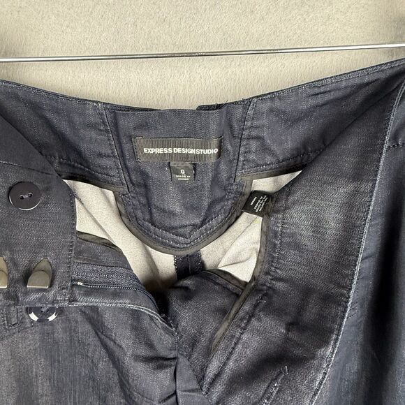 Express Y2K Navy Sailor Pants 6 Flare Leg  Stretch Nautical Office (minor flaw) - Picture 3 of 9